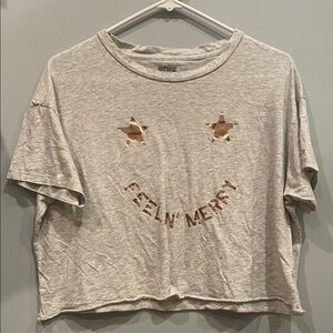 Victoria's Secret Pink Heather Gray Tee cropped large feelin merry